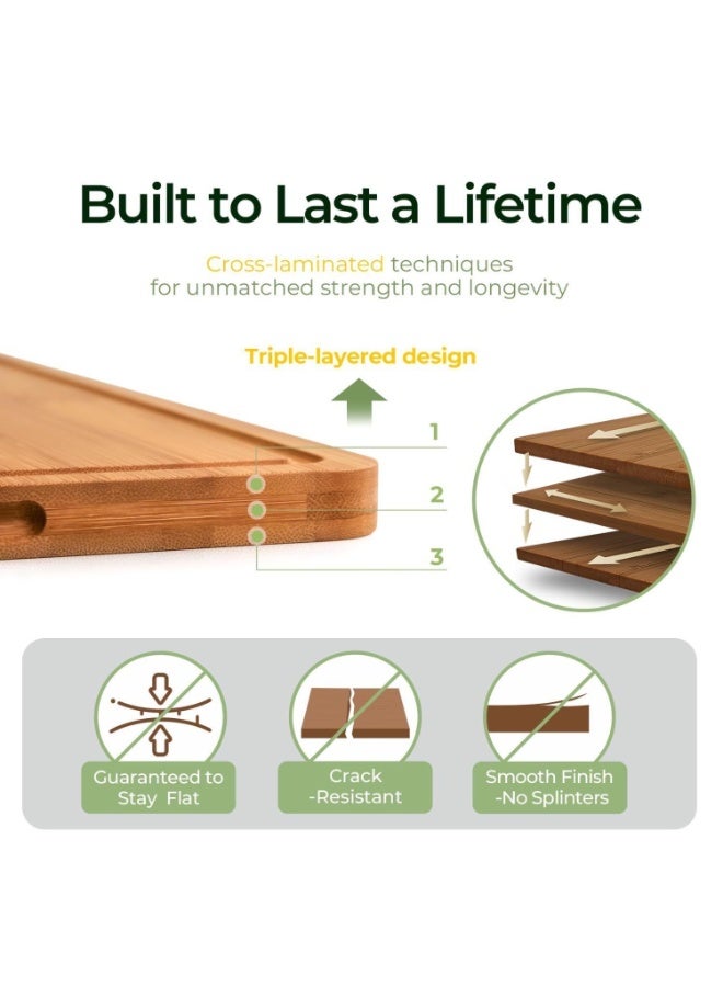Home Smart Wooden Cutting Board set of 3 Modern wooden serving board, charcuterie board perfect addition in your kitchen. - Image 3